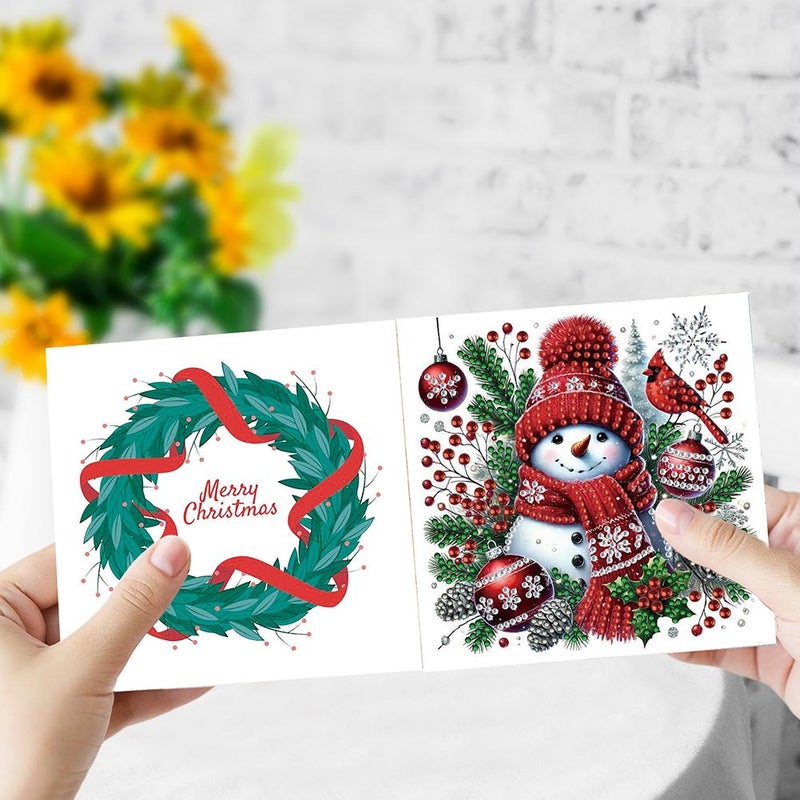 DIY Diamond Art Painting Christmas Cards Kit, 6 Pack Holiday Greeting Cards with Snowman & Reindeer for Kids & Adults, Fun Xmas Craft Activity for Family and Classroom - Image 4